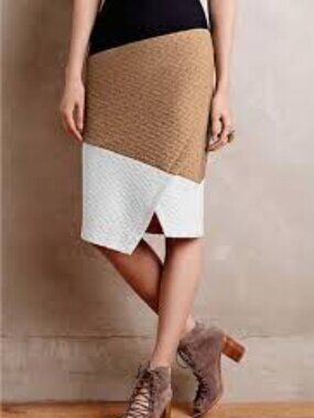 Anthropologie HD In Paris Colorblock Textured Knit Skirt 0